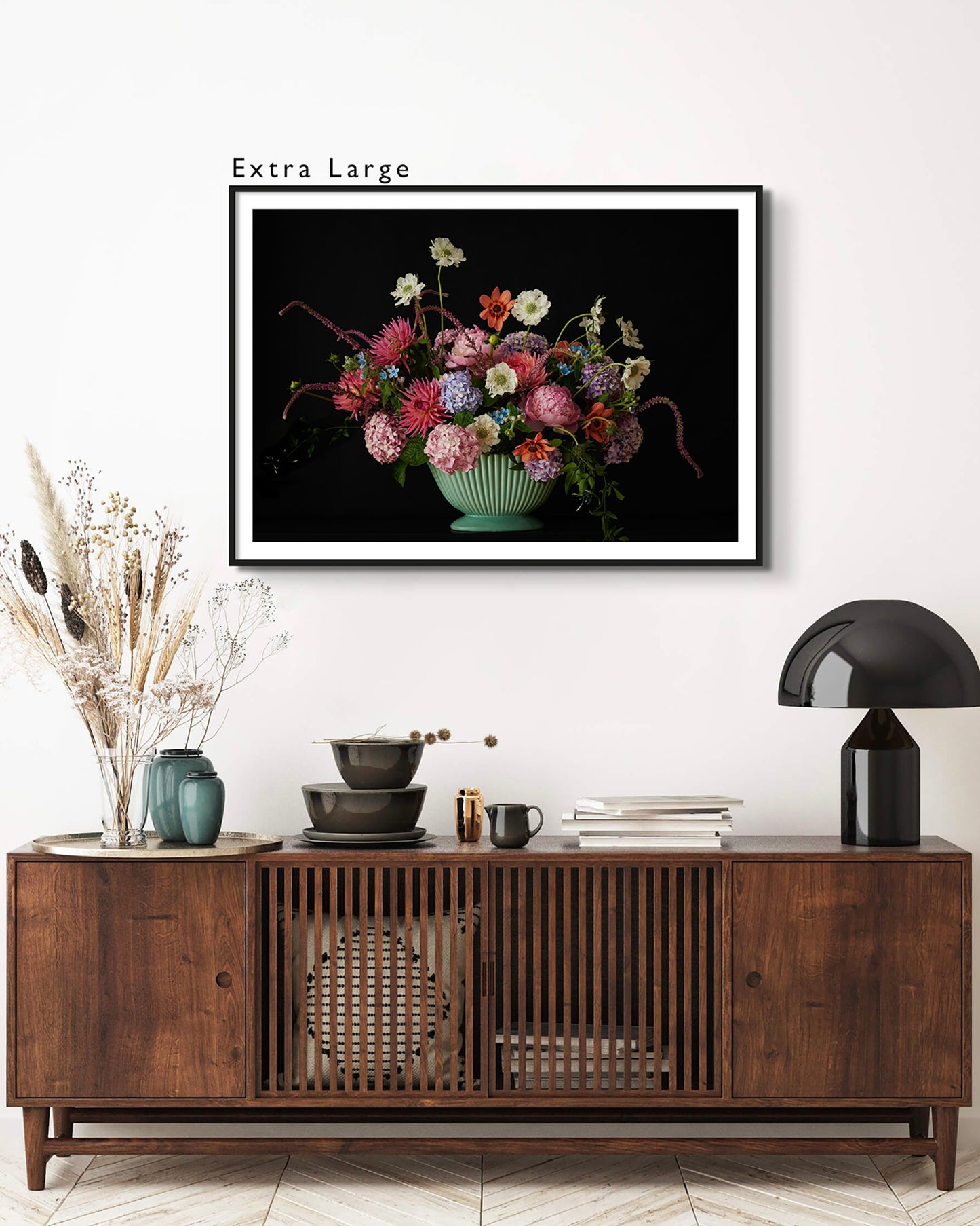 Limited Edition 'BETSY' Framed Photographic Print Shown in Extra Large Size, Displayed In A Dining Room.
